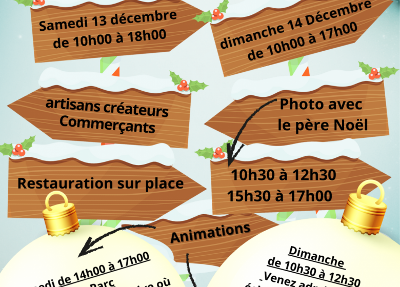 Affiche marché de noël artisanat festif rouge blanc – 1